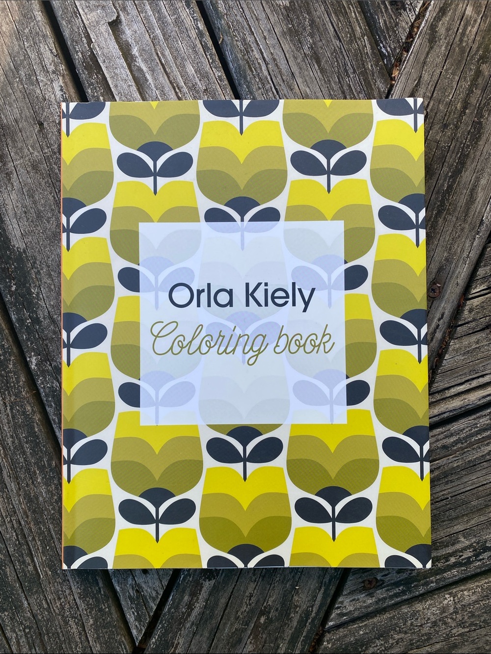Orla Kiely Coloring Book with Yellow and Olive Design